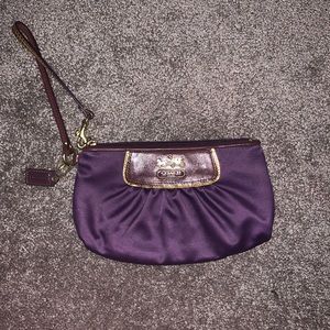 Purple Satin Coach wristlet